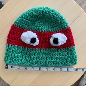 TMNT Raphael hand knit hat kids